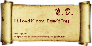 Milovánov Demény névjegykártya